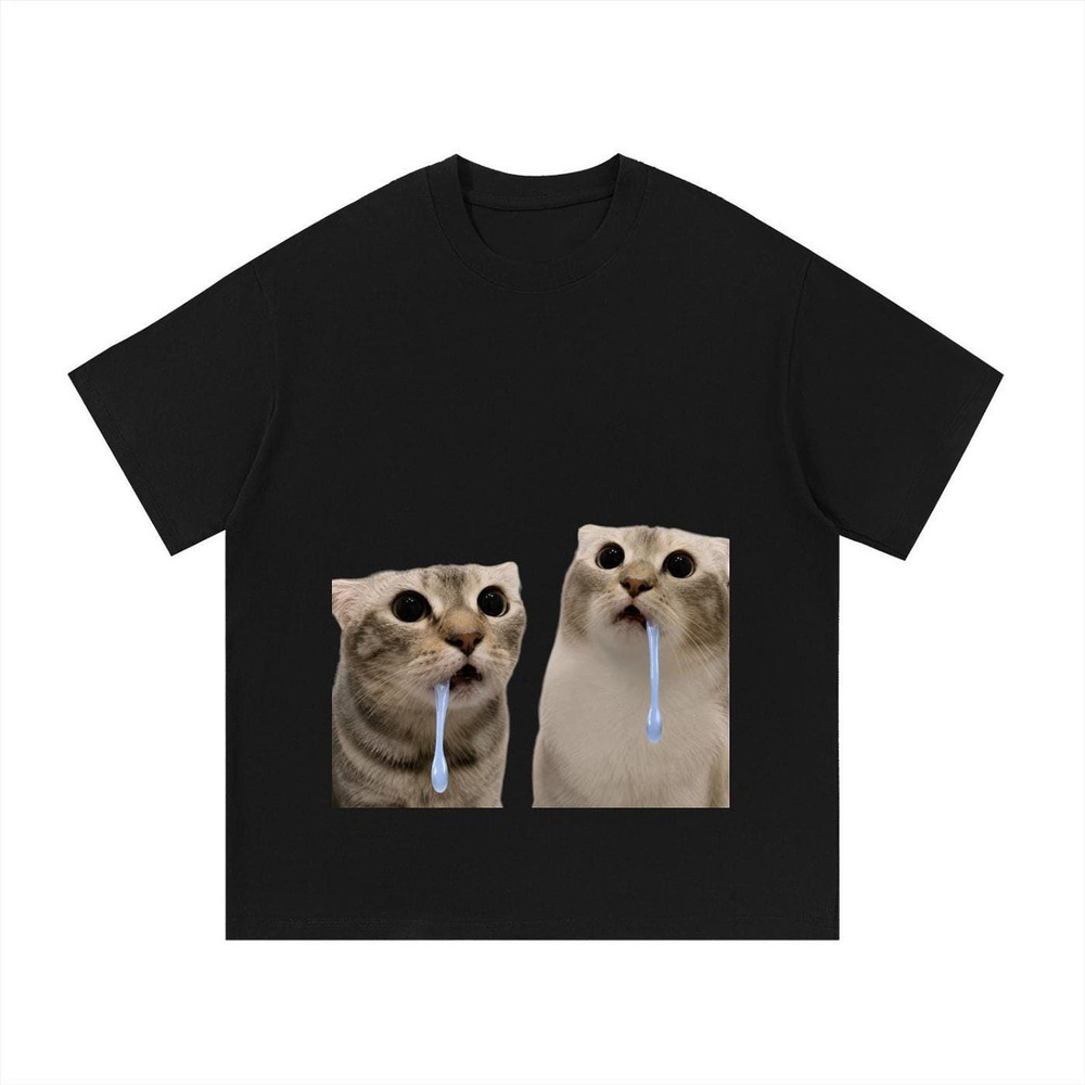 Funny Cat Shirt, Drooling Cat Meme Graphic Tee